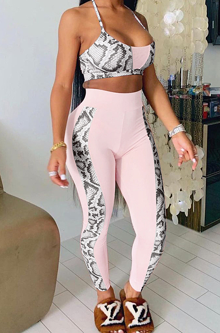 Fashion Sling Boob Tube Top Positioning Print Two-Piece KK8246