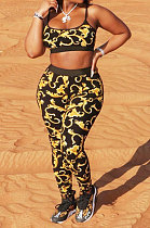 Euramerican Women Sexy Vest Totem Printing Pants Sets ATE5118