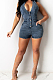 Hang A Neck Backless Fashion Jumpsuits Denim Shorts F8336
