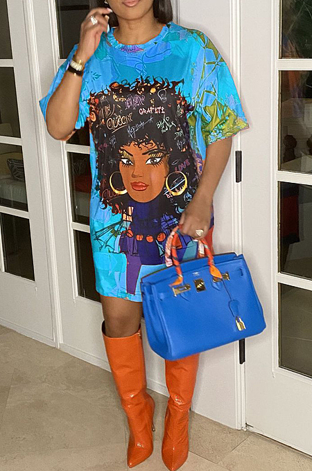 Fashion Positioning Digital Printing Loose Casual Dresses CM2106