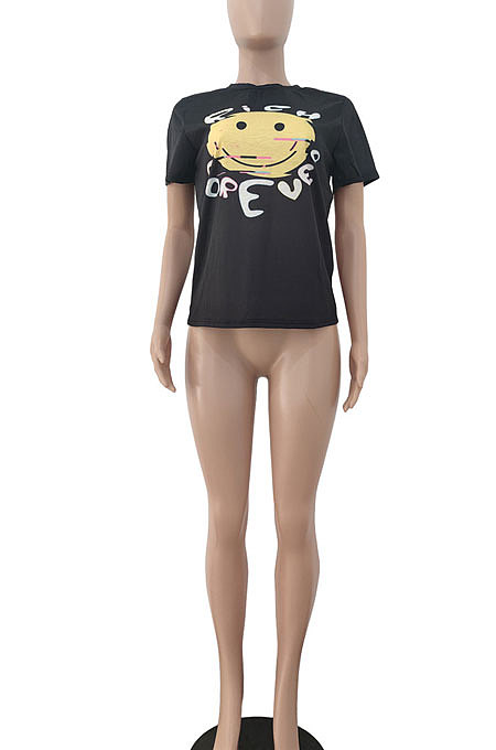 Color Printing Casual Set Head Round Neck T Shirts JP1022