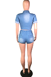 Fashion Casual Personality Denim Shorts Short Top Two-Piece BS1252