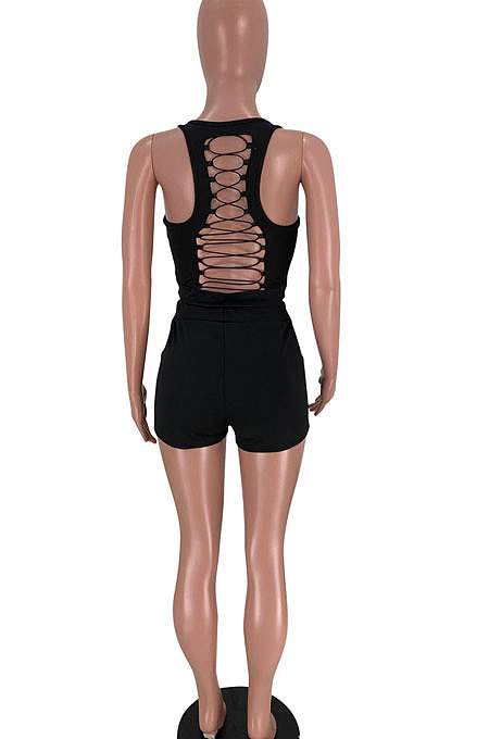 Embroidered Back Hollow Out Sexy Shorts Sets SXS6035