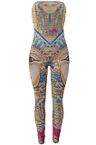 Fashion Casual Cartoon Portraits Positioning Joining Together Sleeveless Boob Tube Top Jumpsuits ALS235