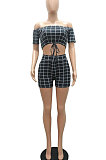Fashion Casual Summer Printing Plaid Package Hip Shorts Sets MR2078