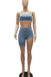 Fashion Casual Pure Color Slip Vest Top Shorts Sets MR2079
