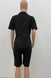 YX9273 Loose Solid Color V-neck Casual Jumpsuit