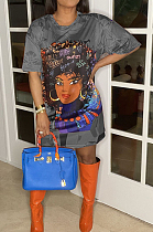 Fashion Positioning Digital Printing Loose Casual Dresses CM2106