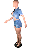 Fashion Casual Personality Denim Shorts Short Top Two-Piece BS1252
