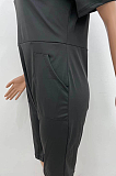 YX9273 Loose Solid Color V-neck Casual Jumpsuit