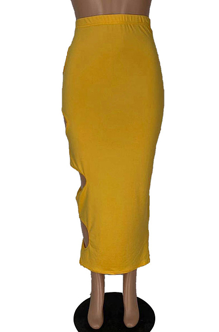 Prue Color Hole Hole Sexy Package Hip Long Dress WJ5203