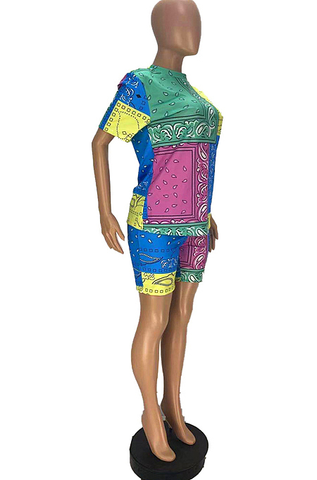 Casual The Positioning Print Shorts T-Shirt Two-Piece WJ5202