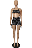 Sexy Bind Sleeveless Off Shoulder Two-Piece QL6025