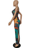 Sling Positioning Print Sexy Long Dresses QL6018