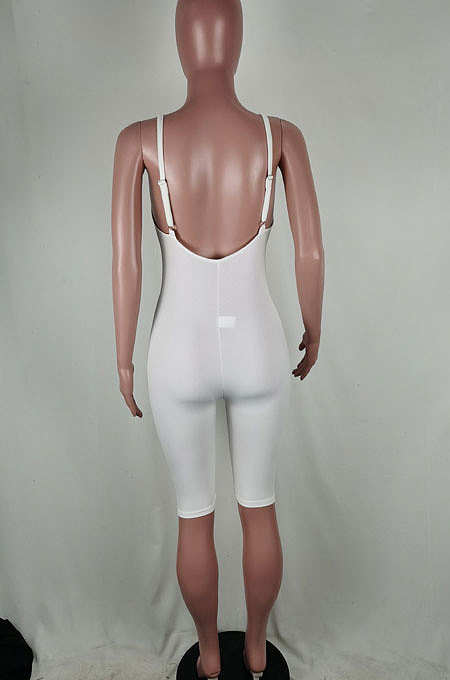 Sexy Dark V Pure Color Romper Shorts ABL4018