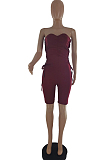 Fashion Casual Fold Bind Jumpsuit Shorts SQ946