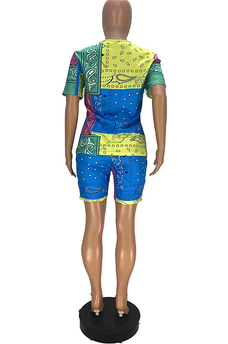 Casual The Positioning Print Shorts T-Shirt Two-Piece WJ5202