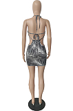 Sexy Leopard Print Hang A Neck Off Shoulder Dresses QL6024
