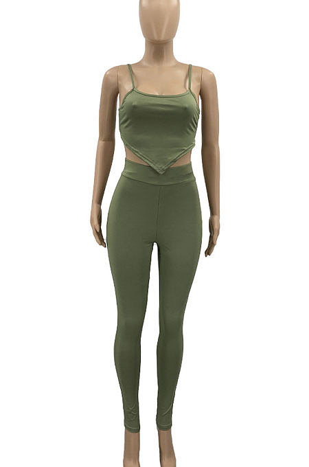 Pure Color Slip Tight Short Sleeve Pants Sets AD0303