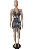 Sexy Leopard Print Hang A Neck Off Shoulder Dresses QL6024