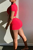 Fashion Sexy V Neck Prue Color Short Sleeve Two-Piece SYY8051