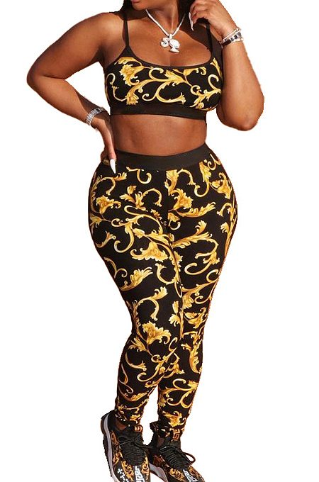 Fashion Print Sports Casual Sling Two-Piece ZNN9039