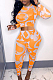 Perspective Net Yarn Print Casusl Sports Two-Piece TRS1112