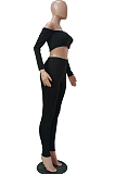 Prue Color A Word Shoulder Even The Sleeve Bood Tude Top Sports Two-Piece TRS1118