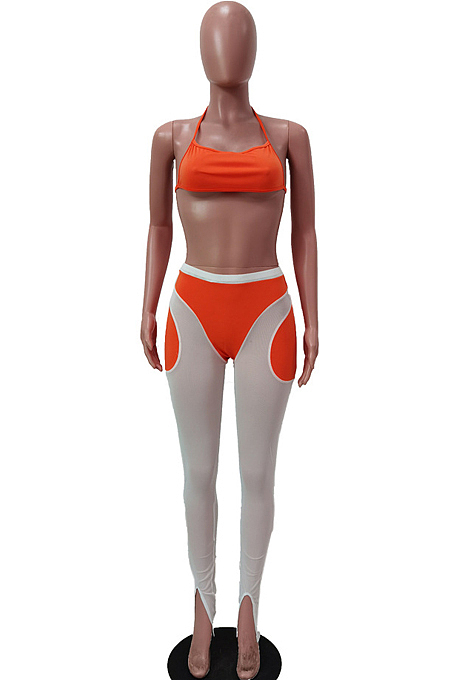 Sexy Net Yarn Joining Together Sports Two-Piece TRS1113