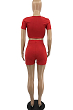 Fashion Sexy V Neck Prue Color Short Sleeve Two-Piece SYY8051