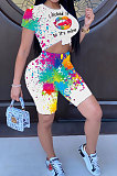 Inkjet Mouth Graphic  Shorts Sets AMM8330