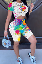 Inkjet Mouth Graphic  Shorts Sets AMM8330
