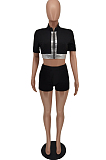 Sports Milk Fiber Causal Zipper Sepuins Two-Piece NRS8042