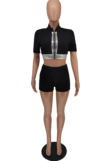 Sports Milk Fiber Causal Zipper Sepuins Two-Piece NRS8042