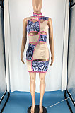Trendy Women Spliced Burnt Flower Hole Mini Dress RMH8911