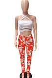 Sleeveless Bind Cross Vest Printing Packing Pants Casual Euramerican Two-Pieces FM6196