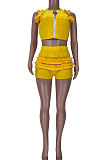 Sexy Women Flounce Reversible Pure Color Two-Pieces MDF5223