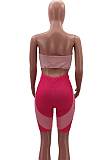 Fshion Casual Positioning Print Patchwork Bandeau Bra One-Piece Shorts HHM6888