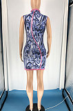 Trendy Women Spliced Burnt Flower Hole Mini Dress RMH8911