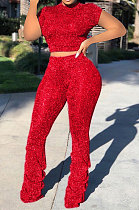 Summer Sport Ruffle Short Sleeve Pants Sets LD9099