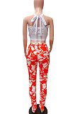 Sleeveless Bind Cross Vest Printing Packing Pants Casual Euramerican Two-Pieces FM6196