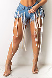 Eyelet String Tassel Denim Shorts LD9105