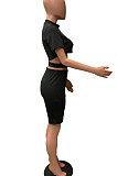 Summer Loose Casual Short Sleeve T Shirts Shorts Pure Color Two-Pieces FM6193