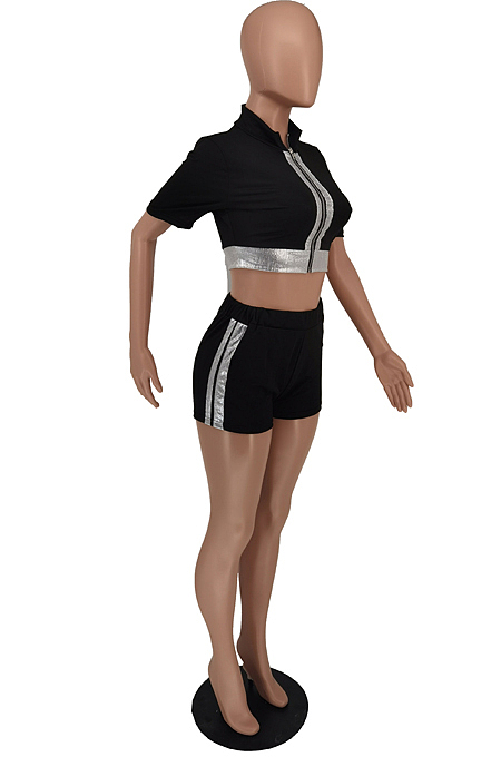 Sports Milk Fiber Causal Zipper Sepuins Two-Piece NRS8042