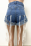 Eyelet String Tassel Denim Shorts LD9105