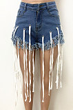 Eyelet String Tassel Denim Shorts LD9105