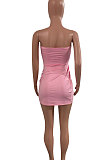 Pure Color Sexy Women Chest Wrap Mini Dress NK214