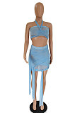 Bandeau Bra Mini Skirt Irregular Bind Net Yarn Perspective Sexy Club Suits Skirts Sets DY6997