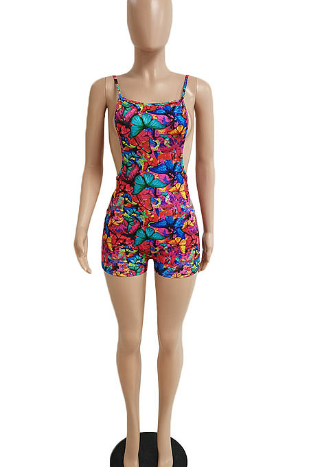 Butterfly Angel Printing Sexy Gallus Romper Shorts DY6648