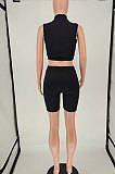 Fashion Women Casual Sleeveless Pure Color Tight Shorts Sets NL6047